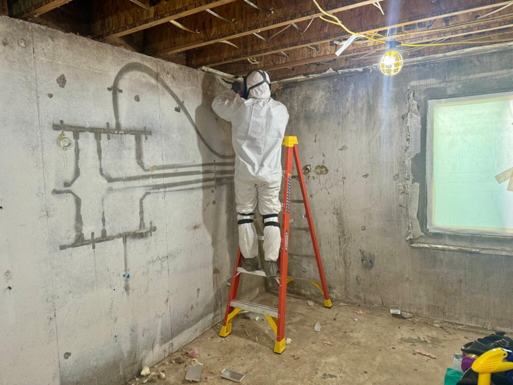 Professional specialist during a mold removal process in Denver, co