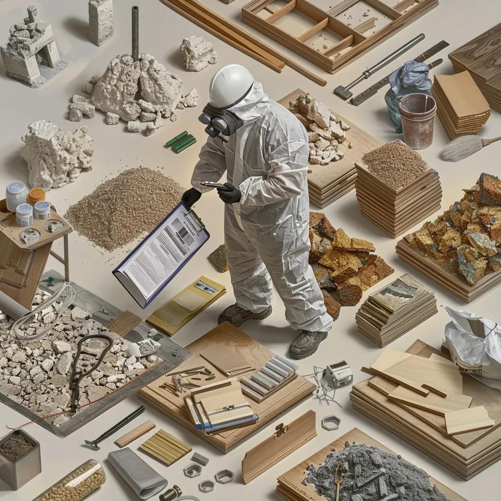 Certified asbestos inspector conducting a visual survey in a residential setting
